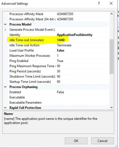 IIS app pool inactivity timeout