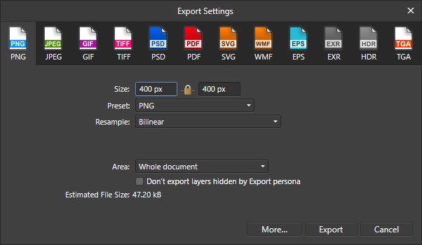 Enable transparent background on new document affinity photo.