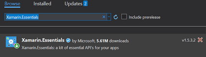 xamarin essentials nuget package